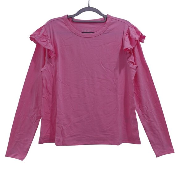 NWOT Candace Cameron Bure Long-Sleeve Top Sz S Pink Ruffle Shoulder Detail - Picture 2 of 7
